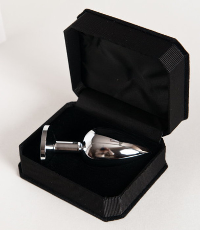 Анальная втулка  TOYFA Metall, металл, серебрянная, с белым  кристаллом, 10 см, Ø 4 см