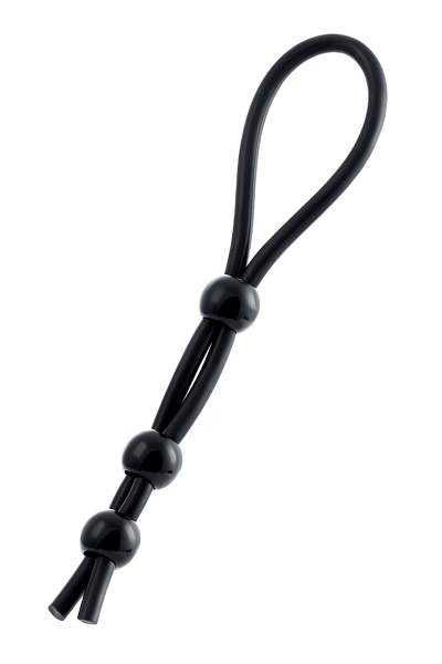 Лассо на пенис TOYFA A-Toys с тремя бусинами, черное 19.5 см