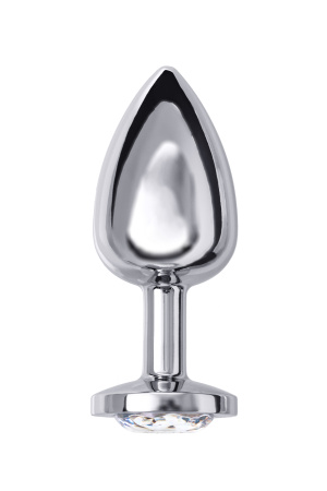 Анальная втулка  TOYFA Metall, металл, серебрянная, с белым  кристаллом, 10 см, Ø 4 см