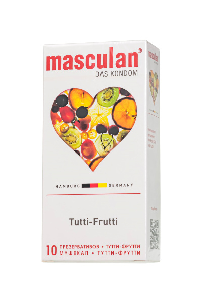 Презервативы Masculan, ultra 1, тутти-фрутти, 19 см, 5,3 см, 10 шт.