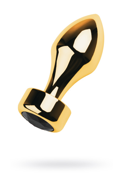 Анальная втулка TOYFA Metal, металл, золотая с черным кристаллом, 10,8 см, Ø 4 см, 195 гр