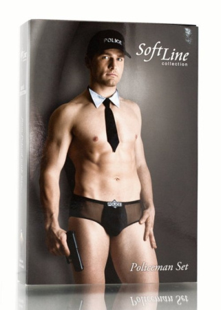 Костюм полицейского мужской (шорты, галстук, кепка)