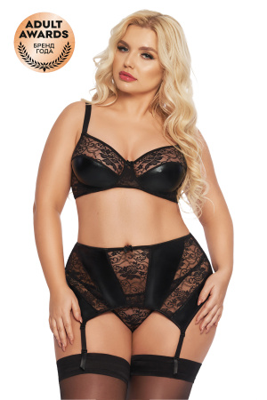 Комплект открытый SoftLine Collection Joana (бюстгальтер,  пояс с пажами для чулок и стринги), 